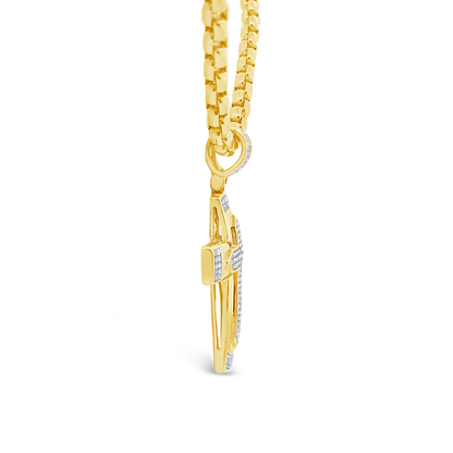 Diamond Cross Pendant .52 CTW Round Cut 10K Yellow Gold