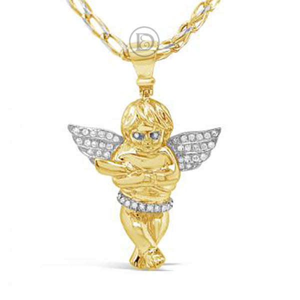 Diamond Angel Pendant .19 CTW Round Cut 10K Yellow Gold