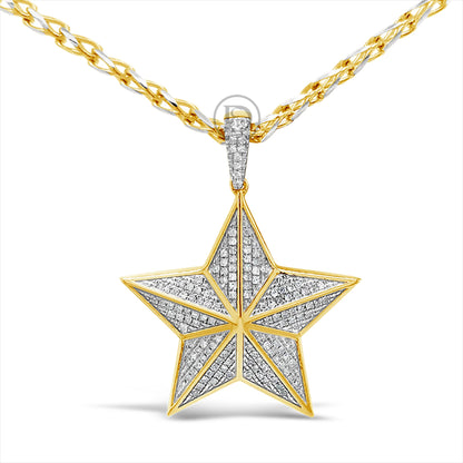 Diamond Star Pendant .30 CTW Round Cut 10K Yellow Gold