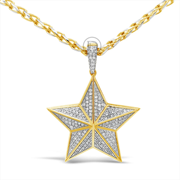Diamond Star Pendant .30 CTW Round Cut 10K Yellow Gold