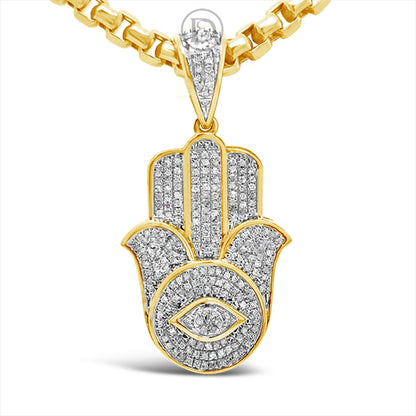 Diamond Hamsa Pendant .39 CTW Round Cut 10K Yellow Gold