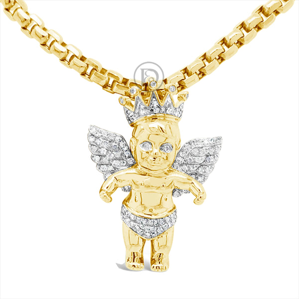 Diamond Angel Pendant .37 CTW Round Cut 10K Yellow Gold