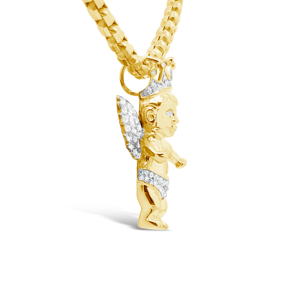 Diamond Angel Pendant .37 CTW Round Cut 10K Yellow Gold