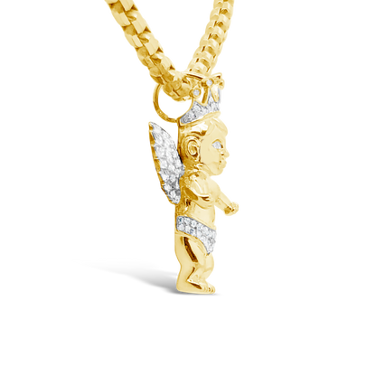 Diamond Angel Pendant .37 CTW Round Cut 10K Yellow Gold