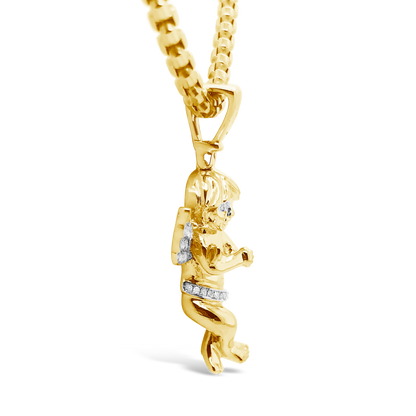 Diamond Angel Pendant .31 CTW Round Cut 10K Yellow Gold