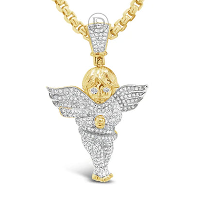Diamond Angel Pendant 1.27 CTW Round Cut 10K Yellow Gold