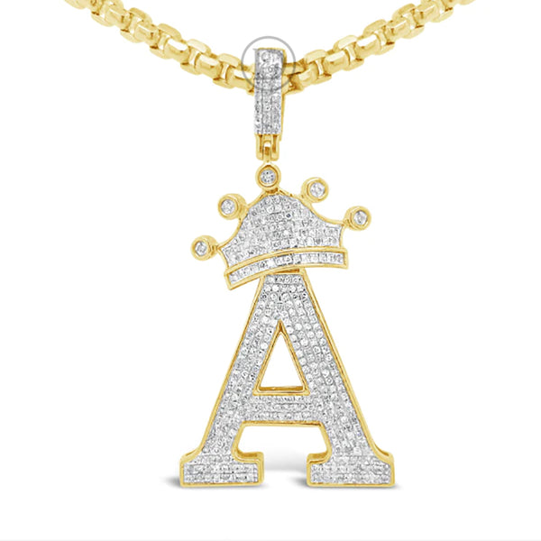 Diamond "Crown A" Pendant .75 CTW Round Cut 10K Yellow Gold