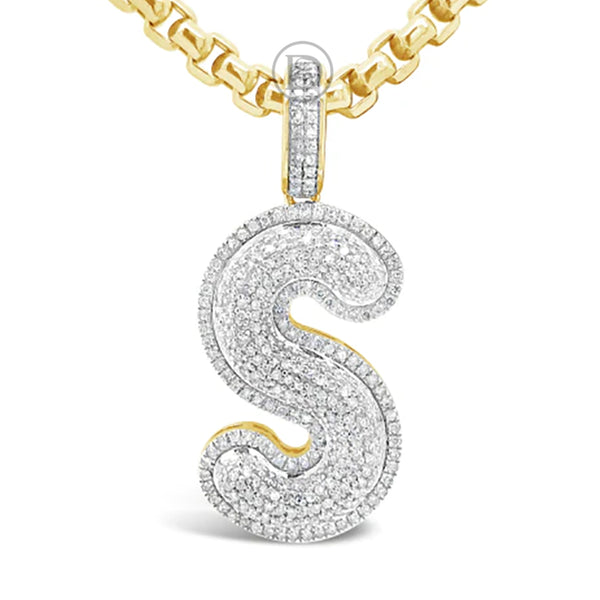 Diamond "S" Pendant .70 CTW Round Cut 10K Yellow Gold