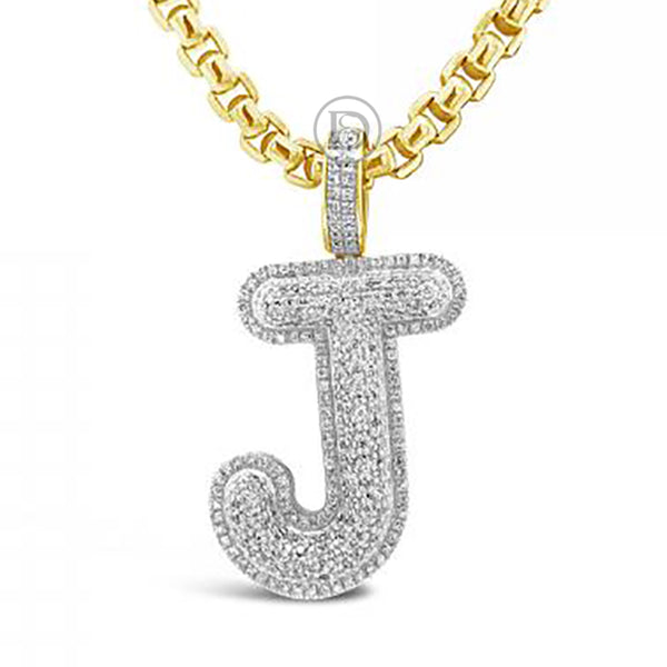 Diamond "J" Pendant .70 CTW Round Cut 10K Yellow Gold