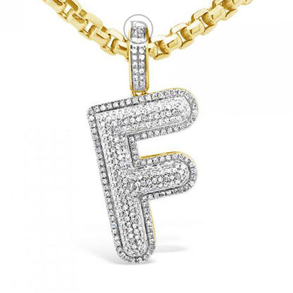 Diamond "F" Pendant .75 CTW Round Cut 10K Yellow Gold