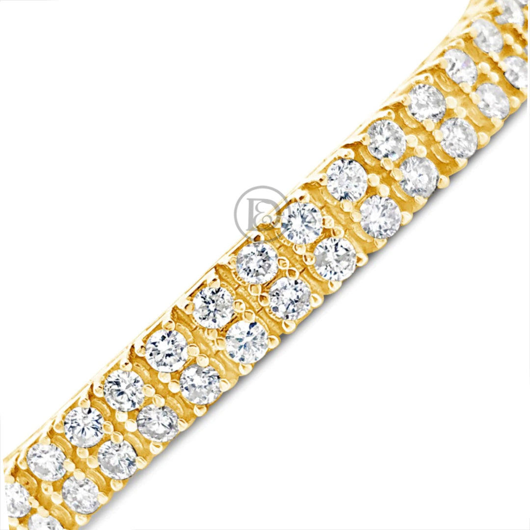 14K Solid Yellow Gold CT tw Round Cut Diamond 7mm Bracelet