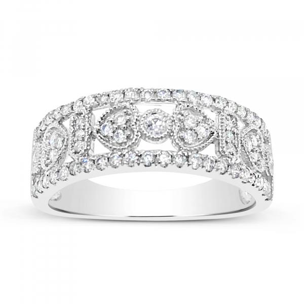 14K White Gold .44 CTW Round Cut Diamond Band