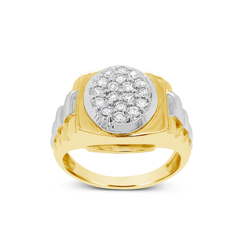 Two-Tone Diamond Ring .52 CTW Round Cut 10K Yellow Gold