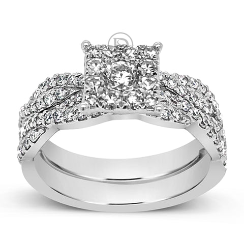 Diamond Halo Engagement Ring .93 CTW Round Cut 14K White Gold