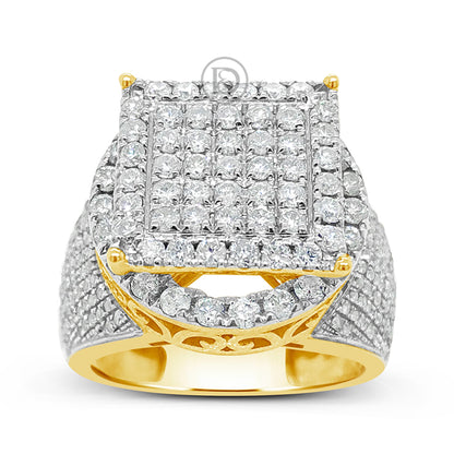 Diamond Halo Ring 1.88 CTW Round Cut 10K Yellow Gold