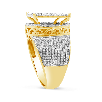 Diamond Halo Ring 1.88 CTW Round Cut 10K Yellow Gold