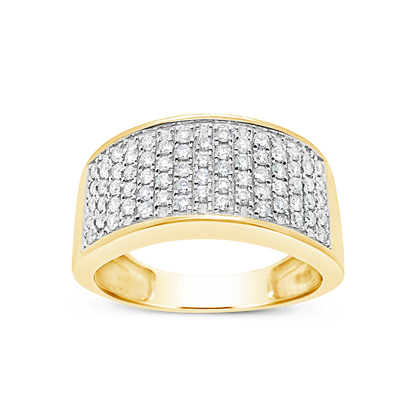 Mens Diamond Ring .84 CTW Round Cut 10K Yellow Gold