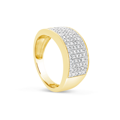 Mens Diamond Ring .84 CTW Round Cut 10K Yellow Gold