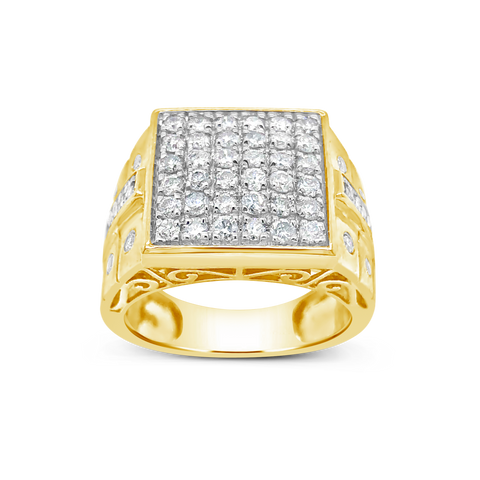 Diamond Ring 1.48 CTW Round Cut 10K Yellow Gold
