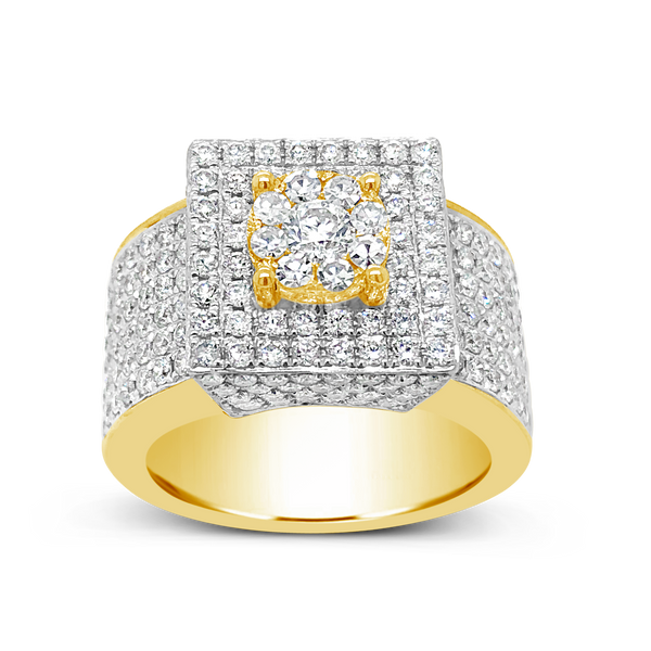Diamond Ring 3.54 CTW Round Cut 10K Yellow Gold