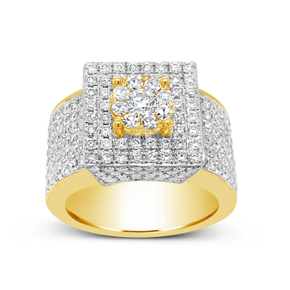 Diamond Ring 3.54 CTW Round Cut 10K Yellow Gold