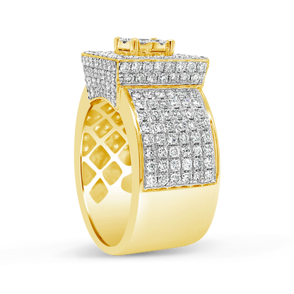 Diamond Ring 3.54 CTW Round Cut 10K Yellow Gold