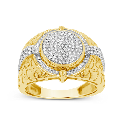 Diamond Nugget Ring .48 CTW Round Cut 10K Yellow Gold