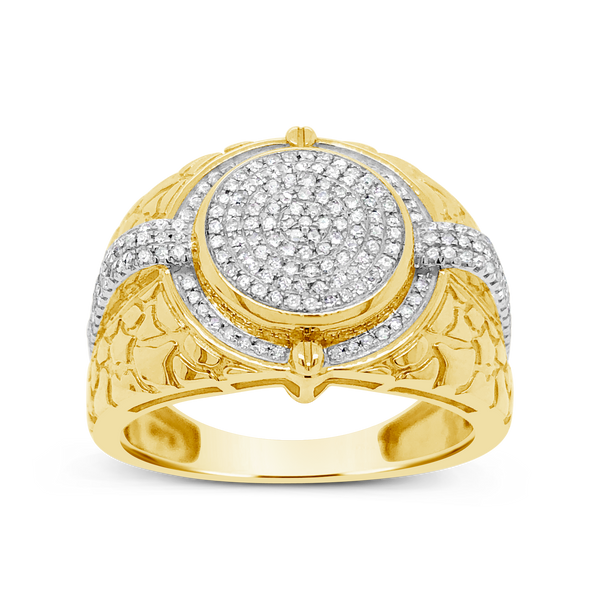 Diamond Nugget Ring .48 CTW Round Cut 10K Yellow Gold