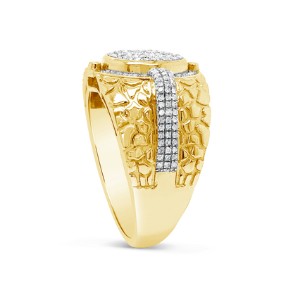 Diamond Nugget Ring .48 CTW Round Cut 10K Yellow Gold