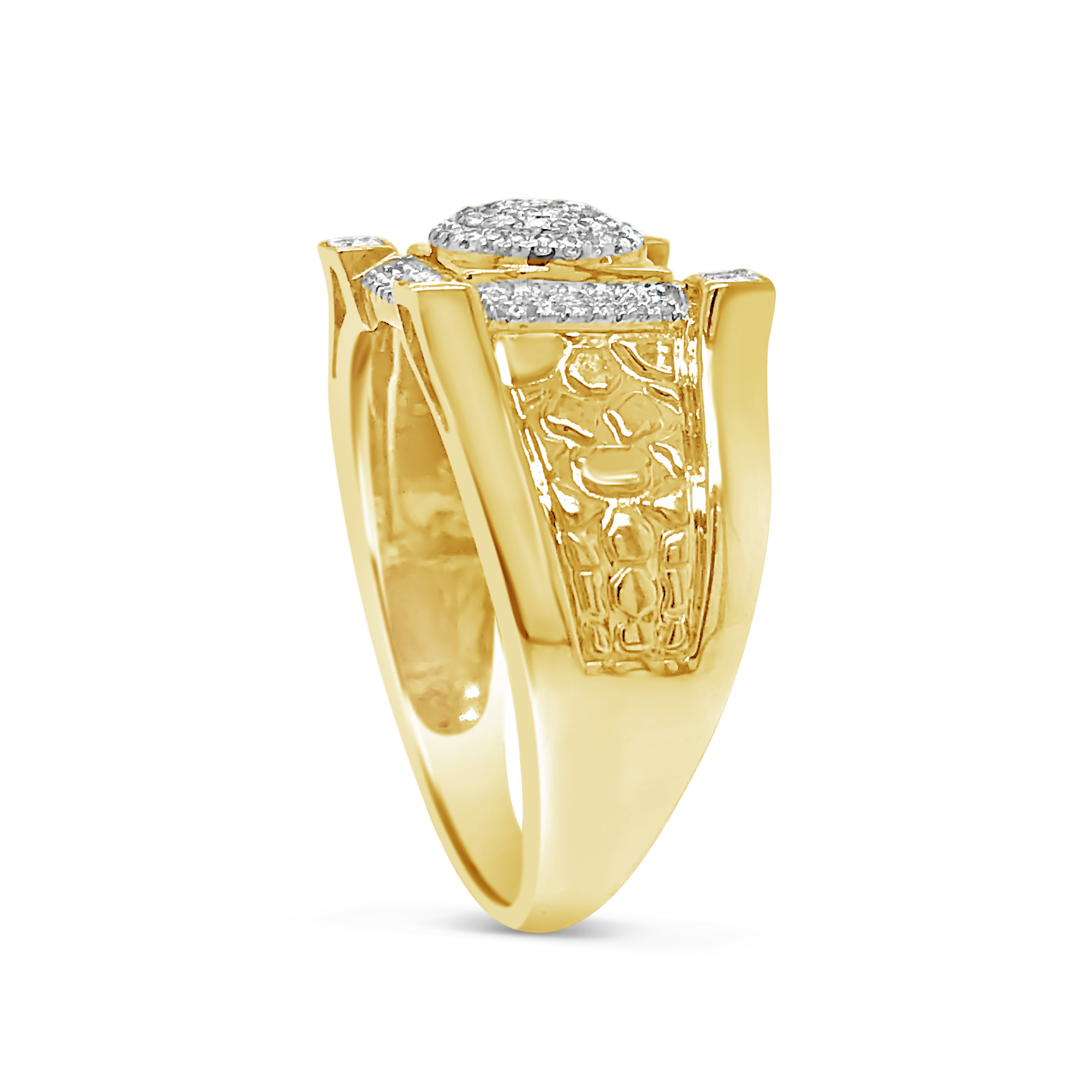 Diamond Nugget Ring .24 CTW Round Cut 10K Yellow Gold