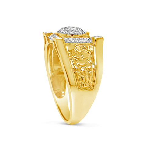 Diamond Nugget Ring .24 CTW Round Cut 10K Yellow Gold