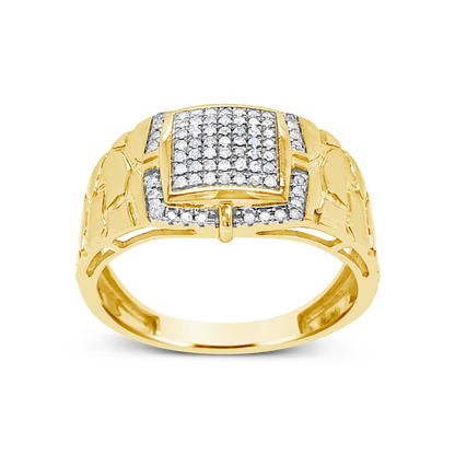 Diamond Nugget Ring .24 CTW Round Cut 10K Yellow Gold
