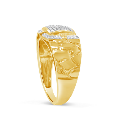 Diamond Nugget Ring .24 CTW Round Cut 10K Yellow Gold