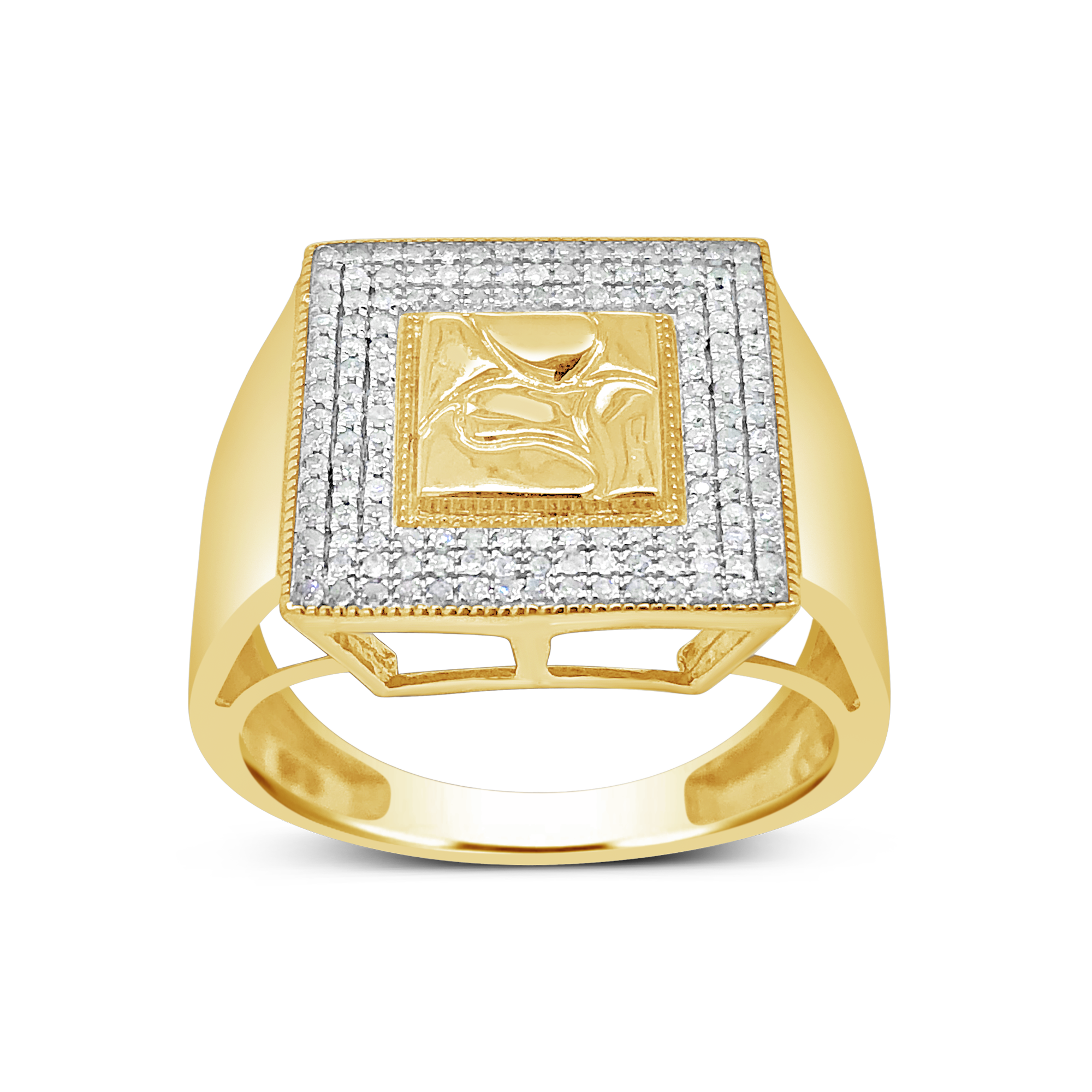 Diamond Nugget Ring .35 CTW Round Cut 10K Yellow Gold