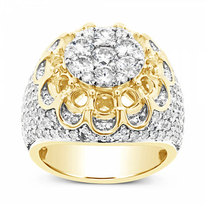 Diamond Ring 4.15 CTW Round Cut 10K Yellow Gold