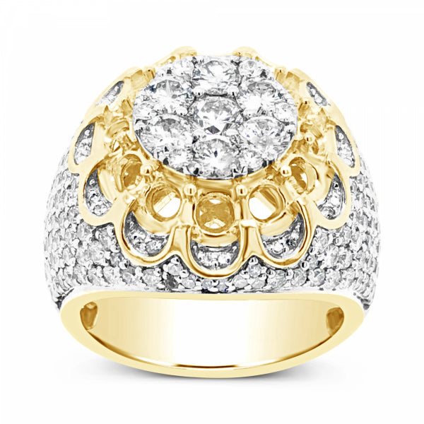 Diamond Ring 4.15 CTW Round Cut 10K Yellow Gold