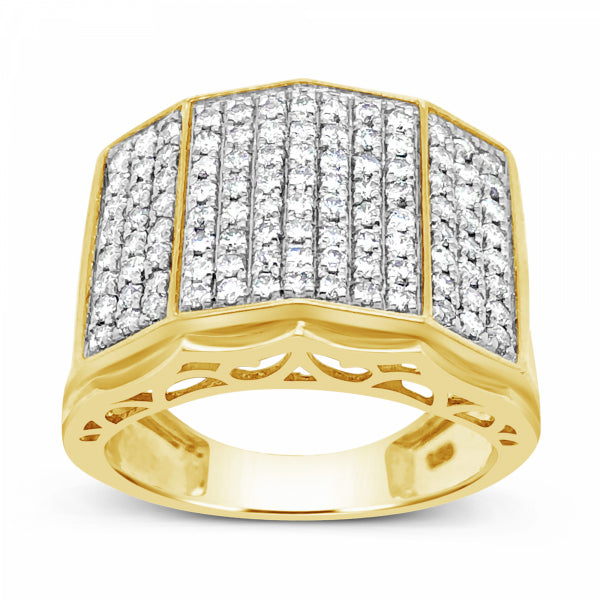Diamond Ring 1.55 CTW Round Cut 10K Yellow Gold
