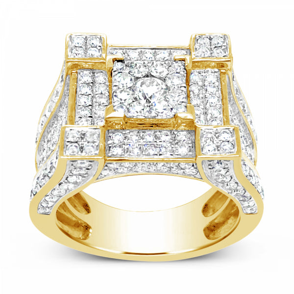 Diamond Ring 3.64 CTW Round Cut 10K Yellow Gold
