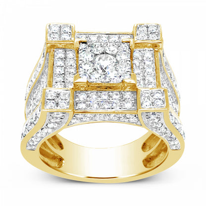 Diamond Ring 3.64 CTW Round Cut 10K Yellow Gold