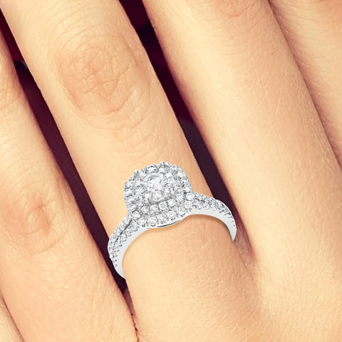 Diamond Engagement Ring .97 CTW Round Cut 14K White Gold