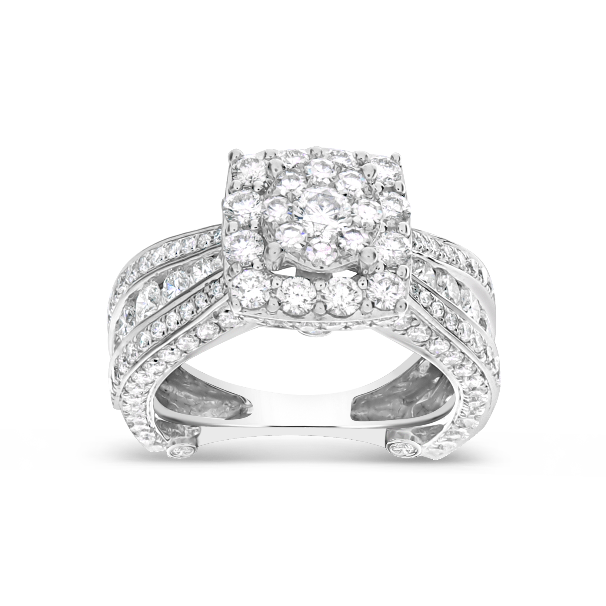 Diamond Halo Engagement Ring 3.60 CTW Round Cut 14K White Gold