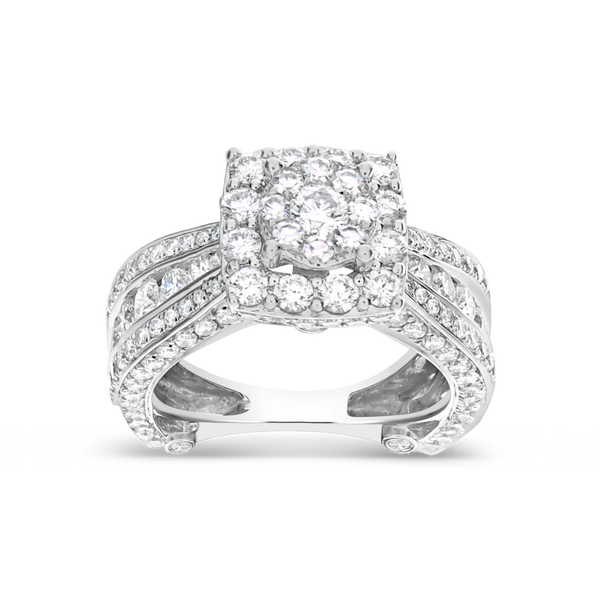 Diamond Halo Engagement Ring 3.60 CTW Round Cut 14K White Gold