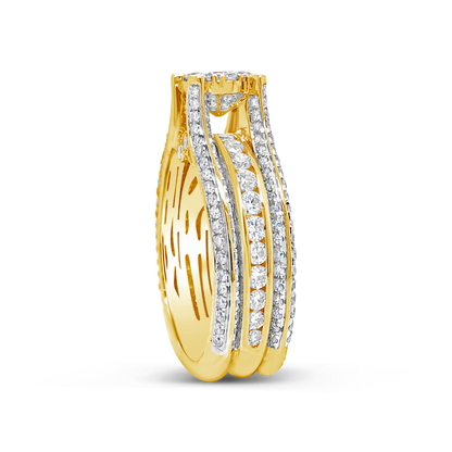 Diamond Halo Engagement Ring 2.16 CTW Round Cut 14K Yellow Gold