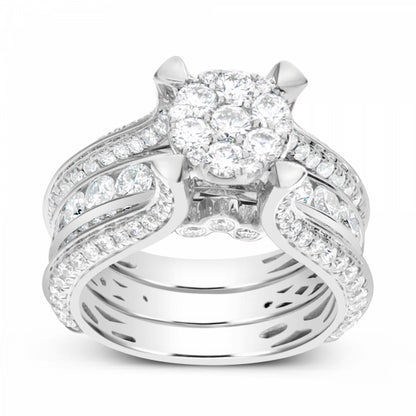 Diamond Engagement Ring 3.35 CTW Round Cut 14K White Gold