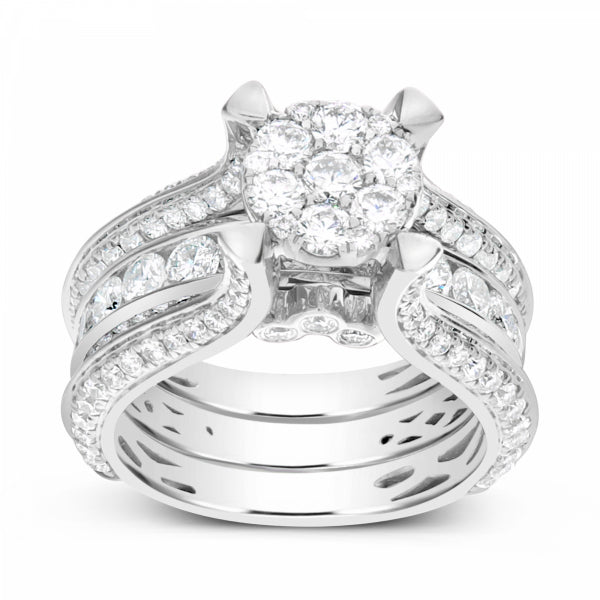 Diamond Engagement Ring 3.35 CTW Round Cut 14K White Gold