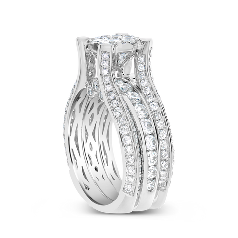 Diamond Engagement Ring 3.35 CTW Round Cut 14K White Gold