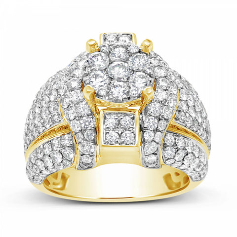 Diamond Ring 4.16 CTW Round Cut 10K Yellow Gold