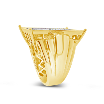 Diamond Ring 3.50 CTW Princess Cut w/ Baguettes & Round Cut 14K Yellow Gold