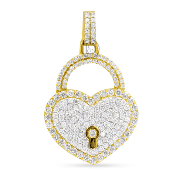 10K Yellow Gold Heart Pendant With 3.00CT Diamonds