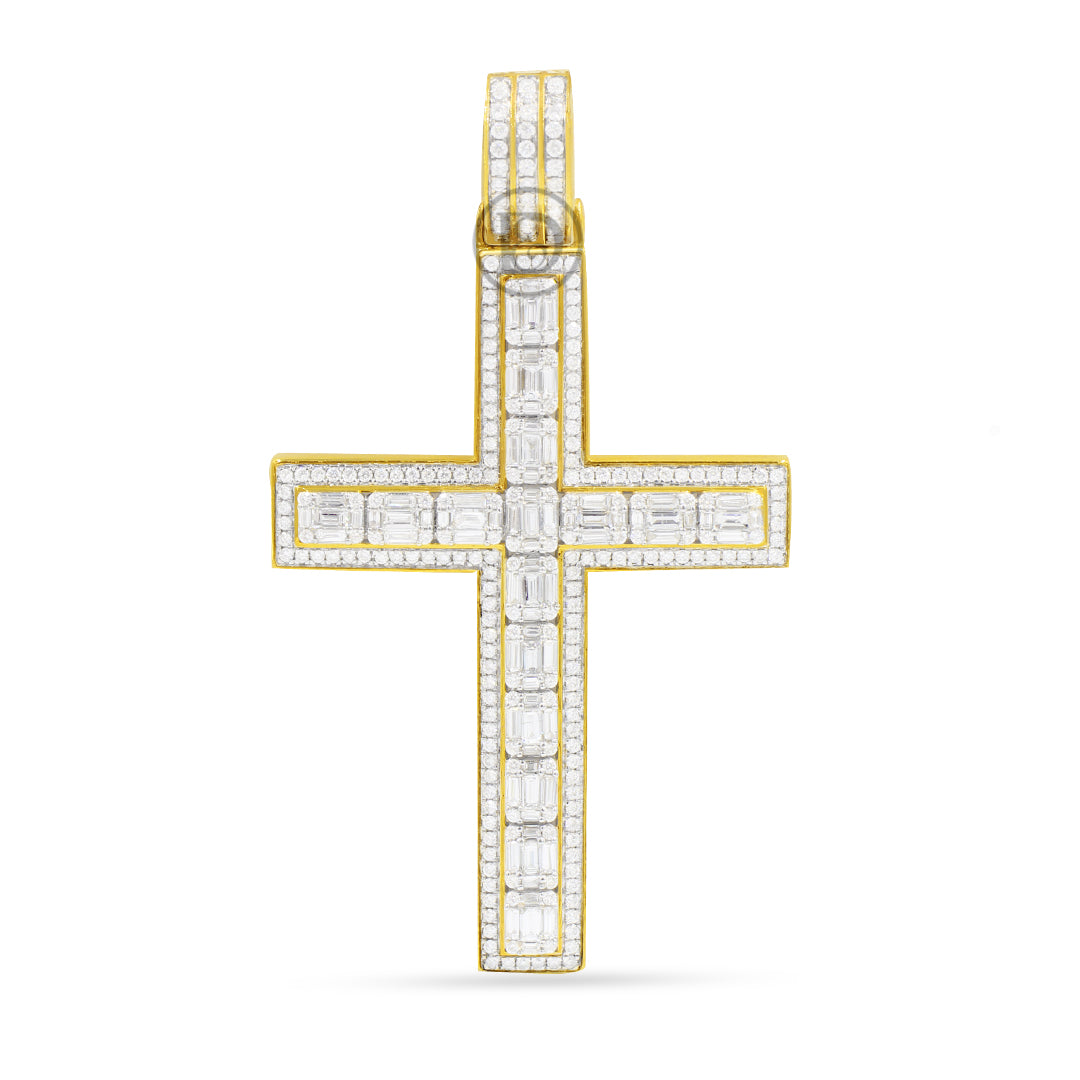 14K Yellow Gold Cross Pendant With 2.85CT Diamonds